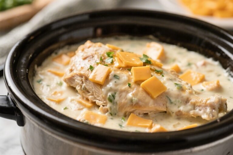Slow Cooker Creamy White Cheddar Chicken – Cozy, Comforting, and Easy