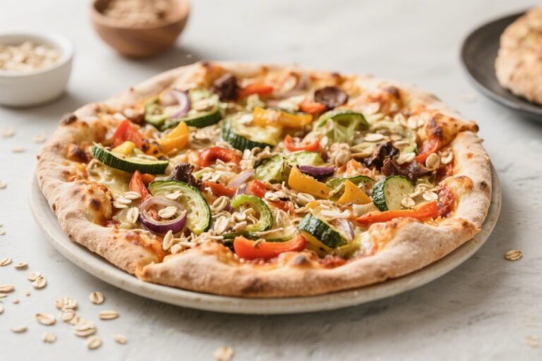 Oat Flour Thin Crust Veggie Pizza – Crisp, Light, and Weeknight-Friendly
