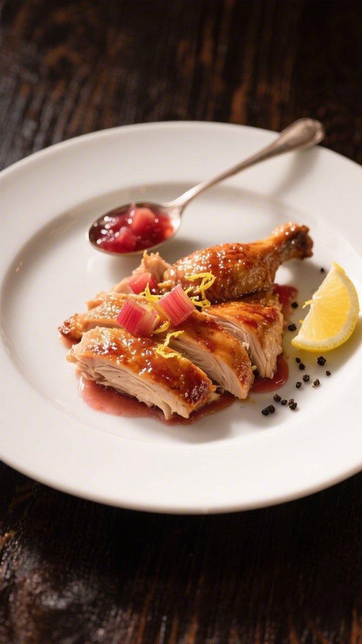 Final dish presentation: Restaurant-quality plate of warm, roasted chicken thighs brushed in the las