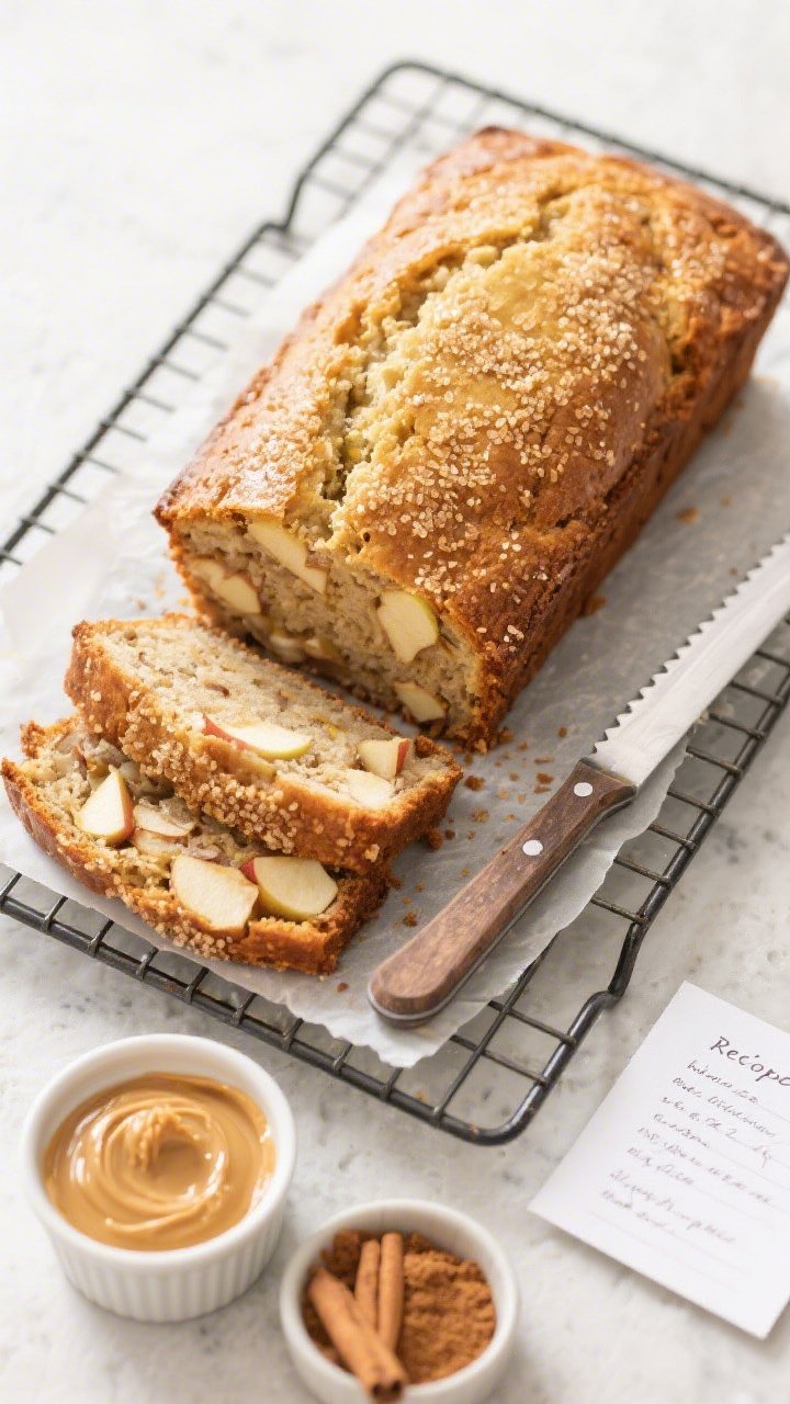 Overhead, top-down scene of the whole loaf cooling on a wire rack lined with parchment, golden top w