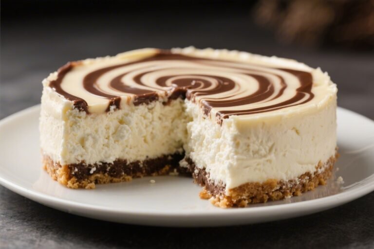 Cottage Cheese Chocolate Swirl Cheesecake Cake – Light, Creamy, and Crowd-Pleasing