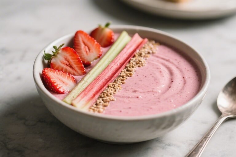 Strawberry Rhubarb Protein Smoothie Bowl – Bright, Tangy, and Satisfying