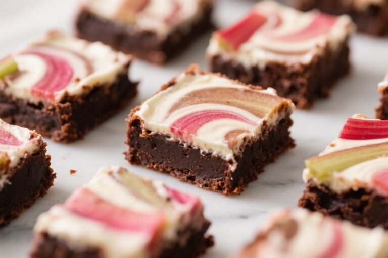 Rhubarb Cream Cheese Swirl Brownies – Tangy, Fudgy, and Beautifully Marbled