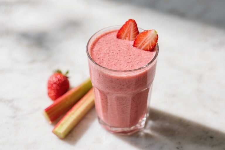 Strawberry Rhubarb Detox Smoothie (High Fiber Angle) – Bright, Tart, and Satisfying