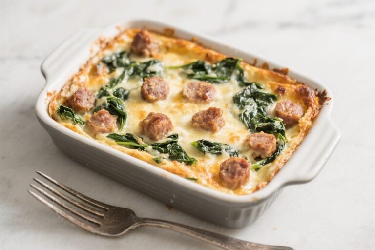 Healthy Turkey Sausage Spinach Cheese Breakfast Bake – Easy, Hearty, and Make-Ahead Friendly