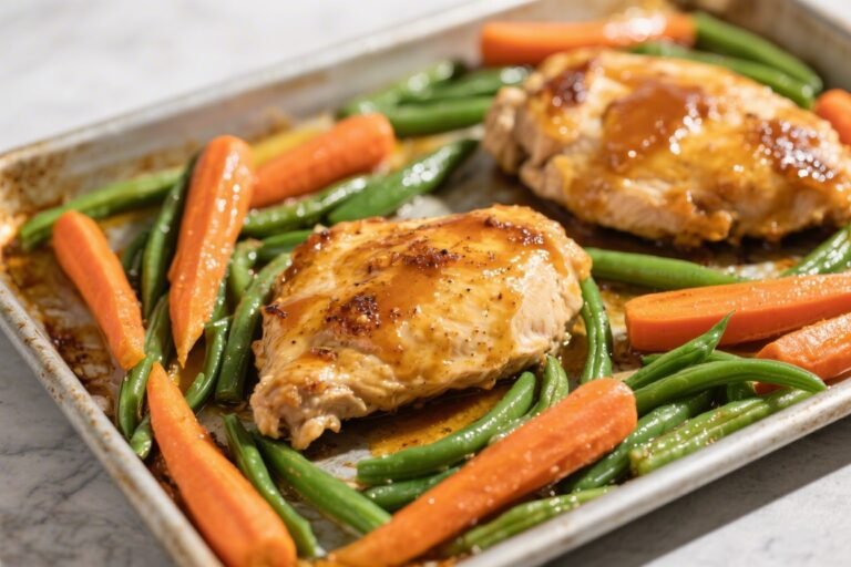Sheet Pan Honey Mustard Chicken with Carrots and Green Beans – Easy, Flavorful, and Weeknight-Friendly