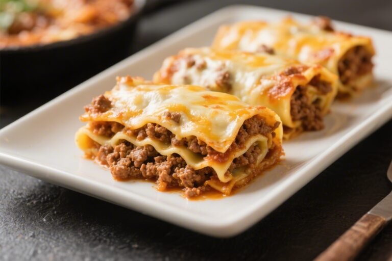 Cheesy Ground Beef Lasagna Roll-Ups – Comforting, Easy, and Crowd-Pleasing