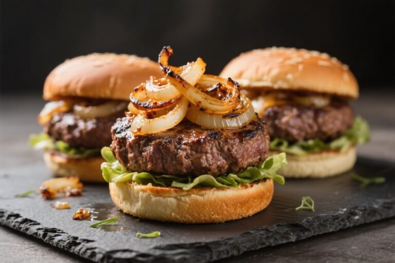 Grilled Beef Burgers With Caramelized Onions – Juicy, Savory, and Backyard-Ready