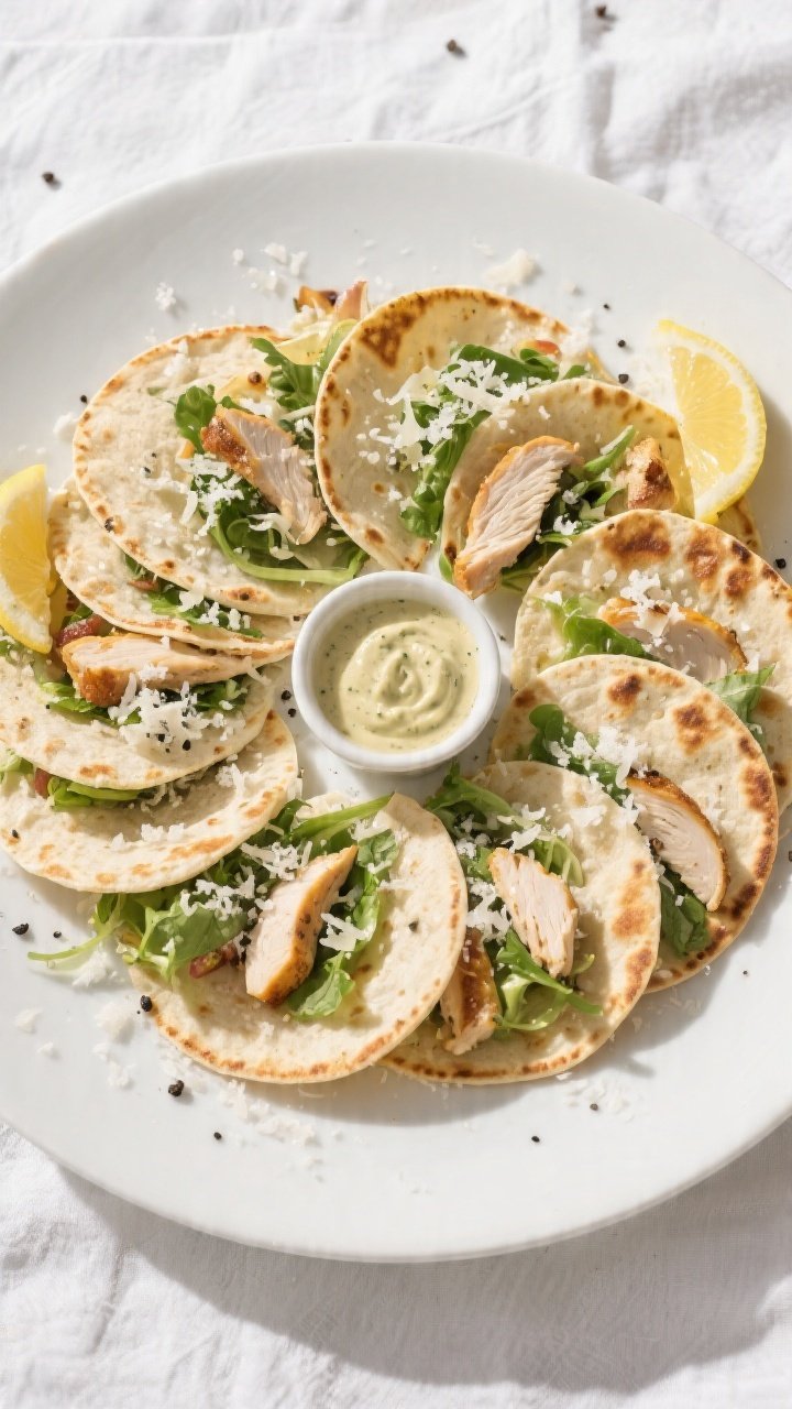 5 inch rounds, arranged in tight concentric circles on a matte white platter; finishes include a sno