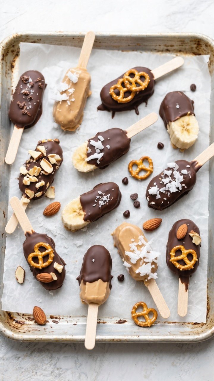 Tasty top view: Overhead shot of a parchment-lined baking sheet filled with fully set Frozen Peanut 