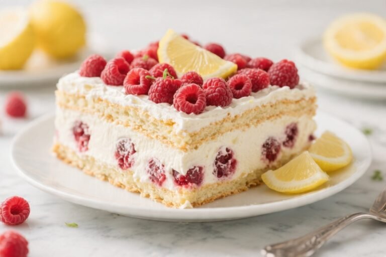 Lemon Raspberry Icebox Cake (No-Bake Summer Dessert) – Bright, Creamy, and Effortless
